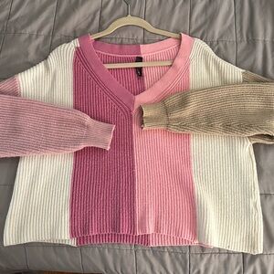Francesca’s Pink/Nude/White Colorblock Sweater Size M